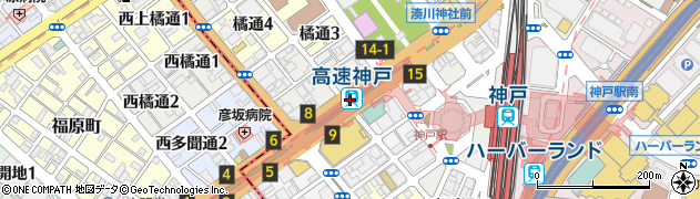 兵庫県神戸市中央区周辺の地図