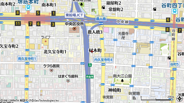 〒540-0010 大阪府大阪市中央区材木町の地図