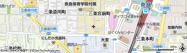 奈良県奈良市三条宮前町周辺の地図