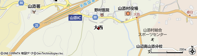奈良県山辺郡山添村大西周辺の地図