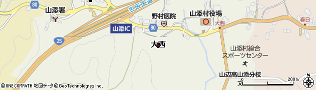 奈良県山添村（山辺郡）大西周辺の地図