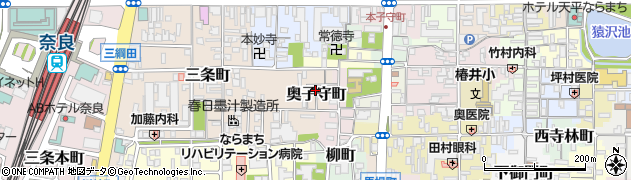 奈良県奈良市奥子守町周辺の地図