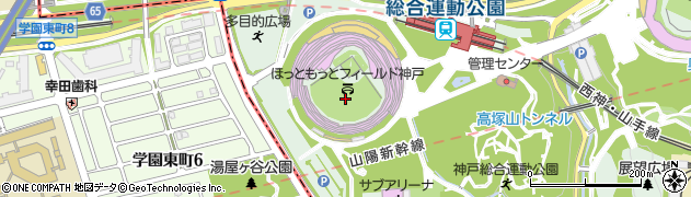 ほっともっとフィールド神戸（神戸総合運動公園野球場）周辺の地図