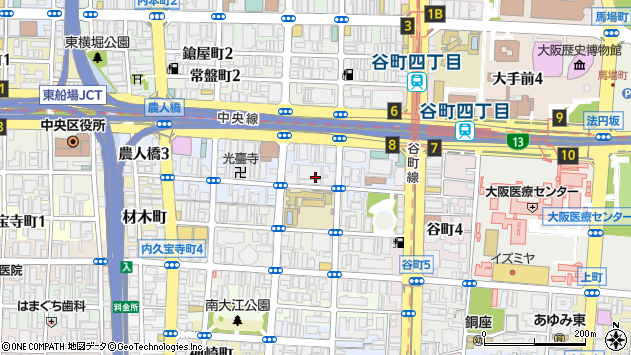 〒540-0011 大阪府大阪市中央区農人橋の地図