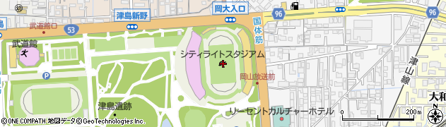シティライトスタジアム（岡山県総合グラウンド陸上競技場）周辺の地図