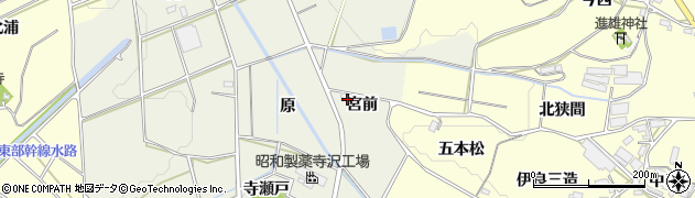 愛知県豊橋市寺沢町（宮前）周辺の地図