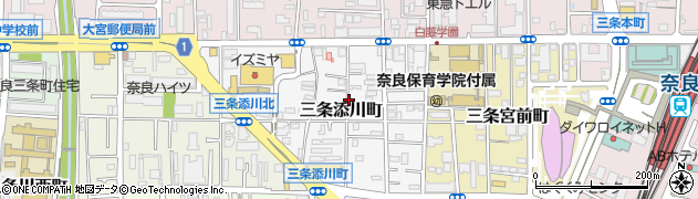 奈良県奈良市三条添川町周辺の地図