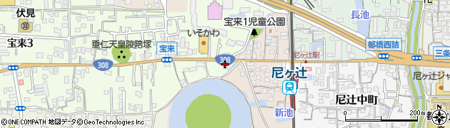 奈良宝来郵便局周辺の地図