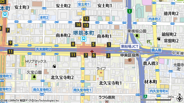 〒541-0055 大阪府大阪市中央区船場中央の地図