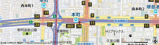 ローソンＳ　ＯＳＬ中央本町駅店周辺の地図