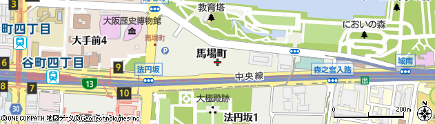 大阪府大阪市中央区馬場町周辺の地図