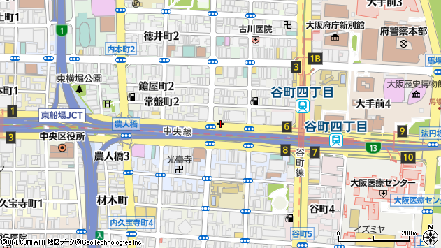 〒540-0028 大阪府大阪市中央区常盤町の地図