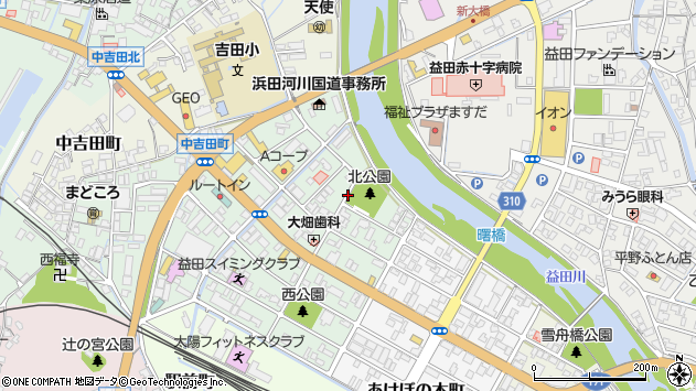〒698-0025 島根県益田市あけぼの西町の地図