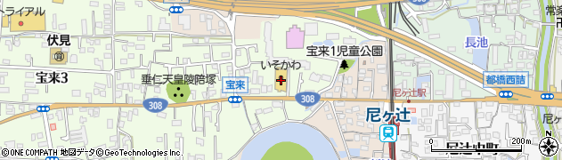 スーパーいそかわ尼ヶ辻店周辺の地図
