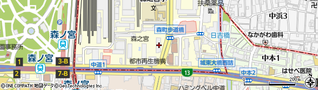大阪府大阪市城東区森之宮1丁目5周辺の地図