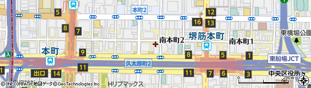 大阪府大阪市中央区南本町2丁目周辺の地図
