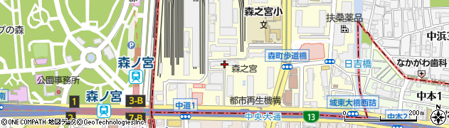 大阪府大阪市城東区森之宮1丁目2周辺の地図