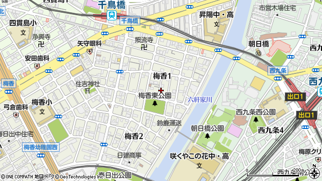 〒554-0013 大阪府大阪市此花区梅香の地図