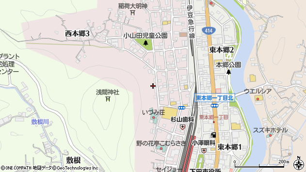 〒415-0036 静岡県下田市西本郷の地図