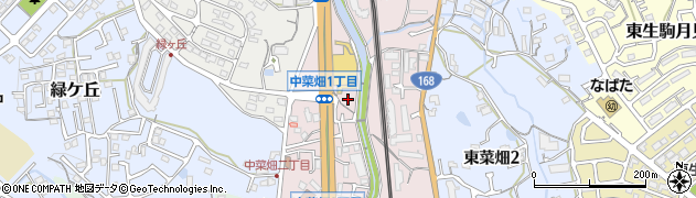 奈良県生駒市中菜畑周辺の地図