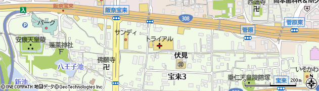 トライアル宝来店周辺の地図