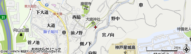 兵庫県神戸市須磨区車宮ノ下周辺の地図