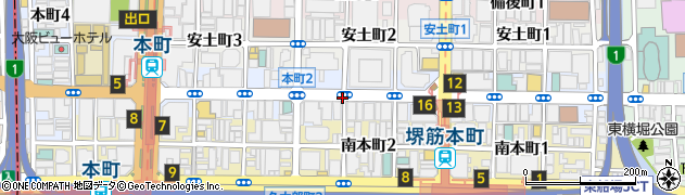 大阪府大阪市中央区本町2丁目周辺の地図