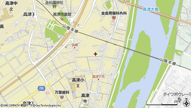 〒698-0041 島根県益田市高津町の地図