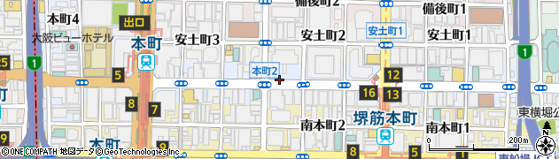 大阪府大阪市中央区本町周辺の地図
