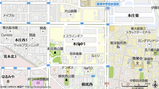 〒578-0957 大阪府東大阪市本庄中の地図