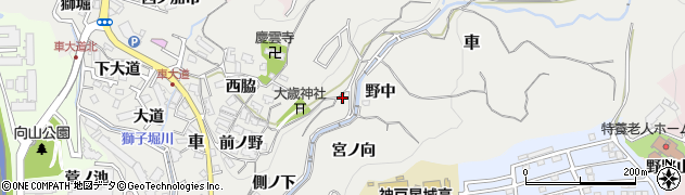 兵庫県神戸市須磨区車（堂田）周辺の地図