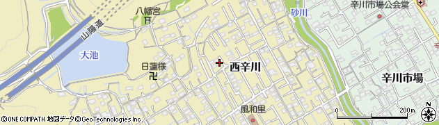 岡山県岡山市北区西辛川周辺の地図