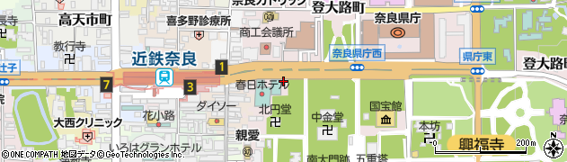 奈良県奈良市登大路一番町（南通）周辺の地図