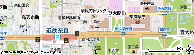 奈良県奈良市登大路一番町周辺の地図