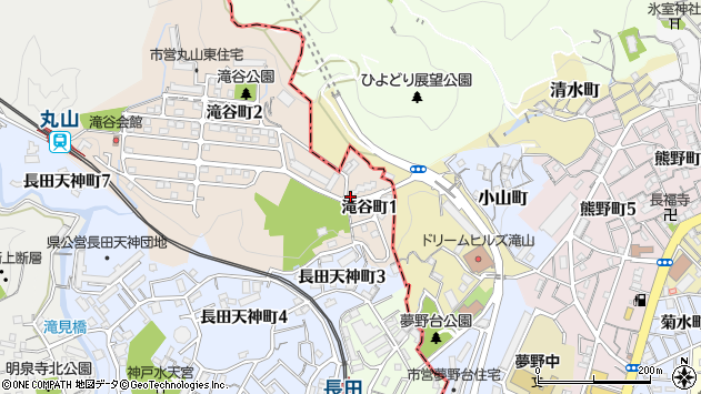 〒653-0881 兵庫県神戸市長田区滝谷町の地図