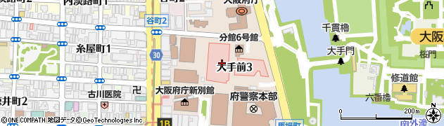 大阪府大阪市中央区大手前3丁目周辺の地図