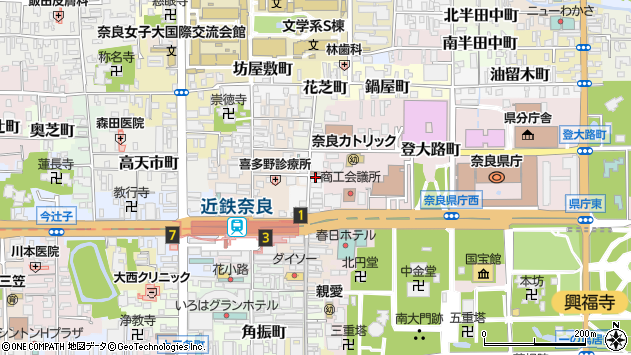 〒630-8214 奈良県奈良市東向北町の地図