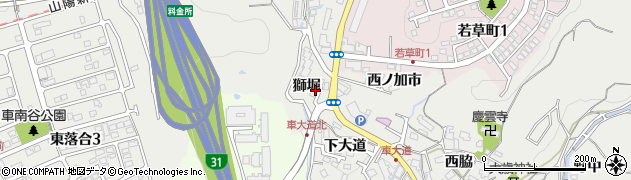 兵庫県神戸市須磨区車（獅堀）周辺の地図