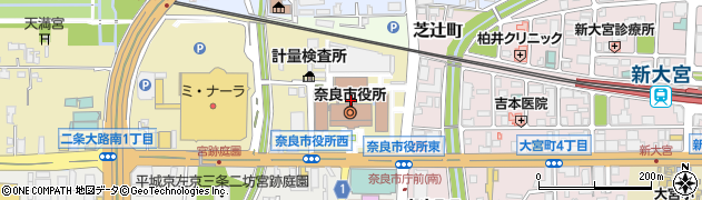 奈良市役所　土木管理課周辺の地図