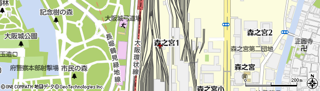 大阪府大阪市城東区森之宮1丁目周辺の地図