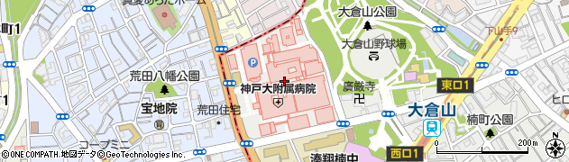 神戸大学　生協医学部食堂周辺の地図