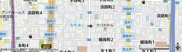 大阪府大阪市中央区瓦町周辺の地図