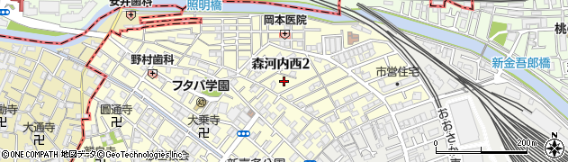 大阪府東大阪市森河内西2丁目周辺の地図