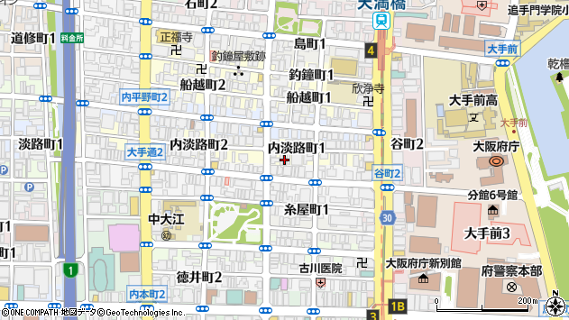 〒540-0038 大阪府大阪市中央区内淡路町の地図