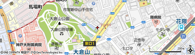 兵庫県神戸市中央区下山手通9丁目周辺の地図