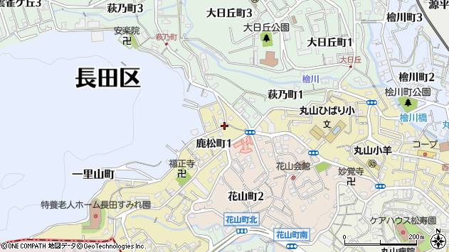 〒653-0877 兵庫県神戸市長田区鹿松町の地図