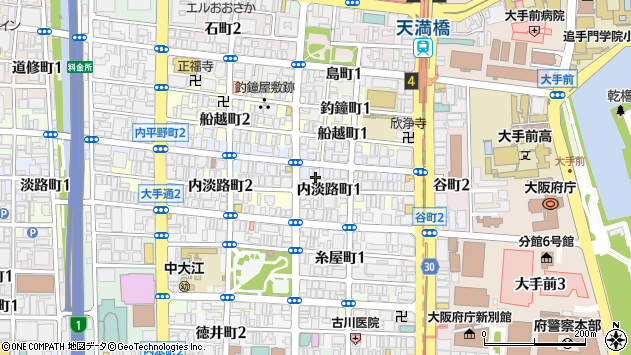 〒540-0037 大阪府大阪市中央区内平野町の地図