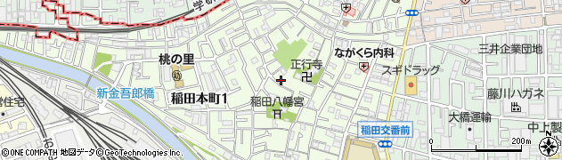 大阪府東大阪市稲田本町周辺の地図