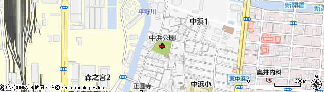 中浜公園周辺の地図