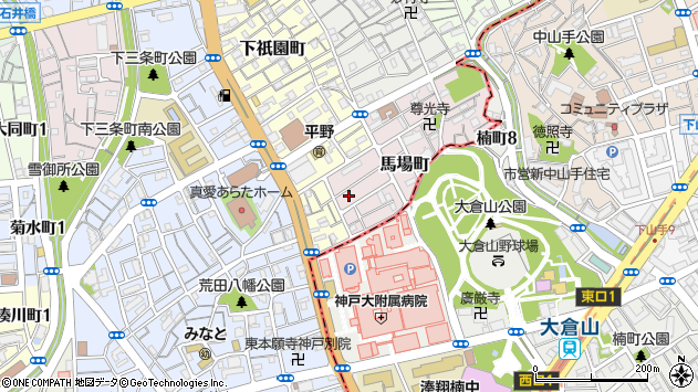 〒652-0016 兵庫県神戸市兵庫区馬場町の地図